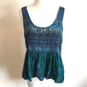 Urban Outfitters Ecote Blue Green Low Back Tank Top Womens Size M‎ Peplum